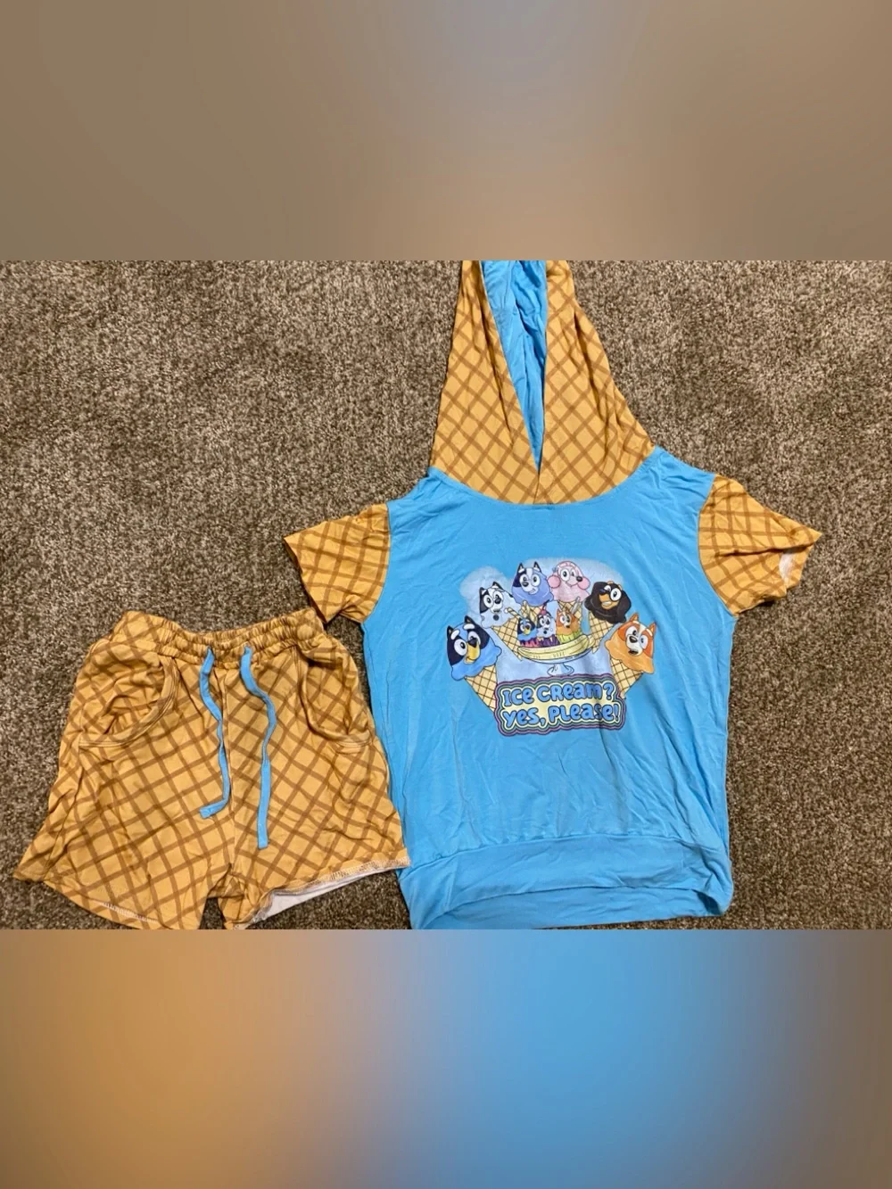 Kids Bamboo French terry hooded shirt and shorts GUC